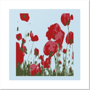 Artistic Botanical Red Poppies Posters and Art